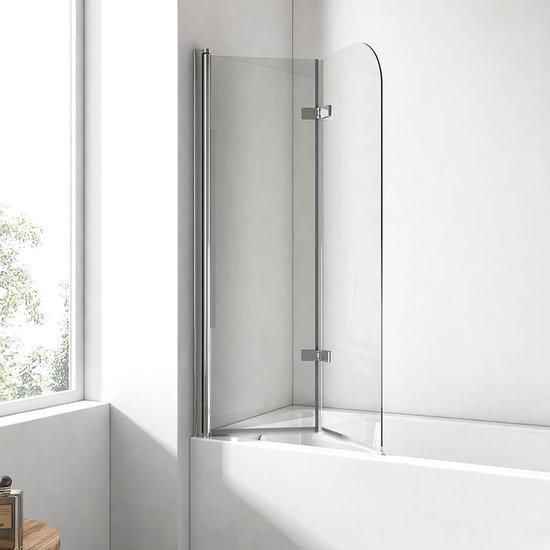 Famanu Duschwand Badewanne - Faltbare 2-teilige Duschwand aus Sicherheitsglas 100 x 140 cm