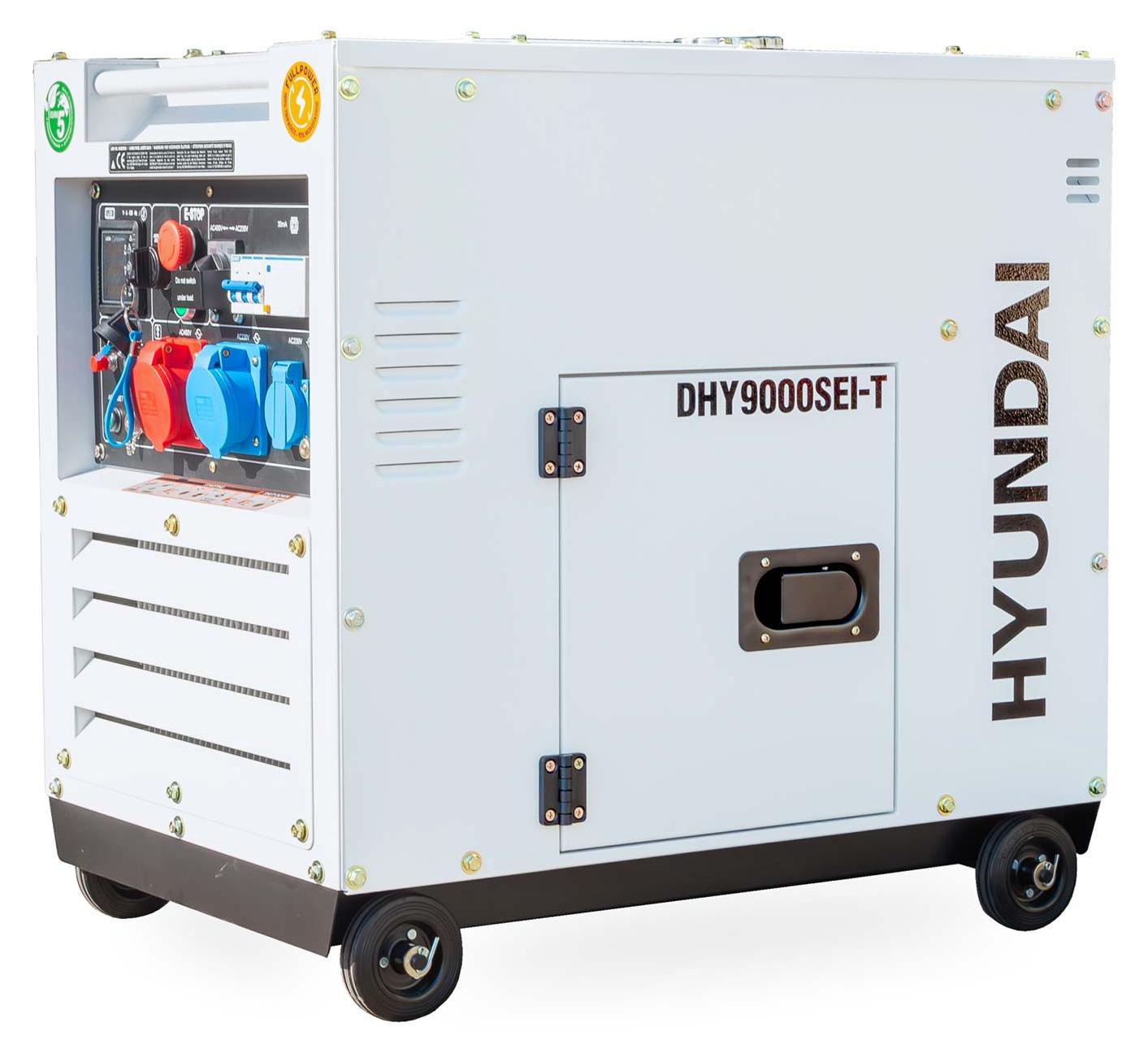 HYUNDAI Diesel Inverter Generator DHY9000SEi-T - 6,5 kW / 8,1 kVA Stromerzeuger mit E-START, ATS-Anschluss, 230V & 400V - Diesel Notstromaggregat