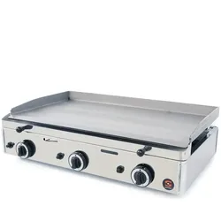 Gas Griddleplatte Frytop - SAMMIC SPG-801 Gas - Stahl - 3 Brenner - Plattenfläche 783 x 395 mm