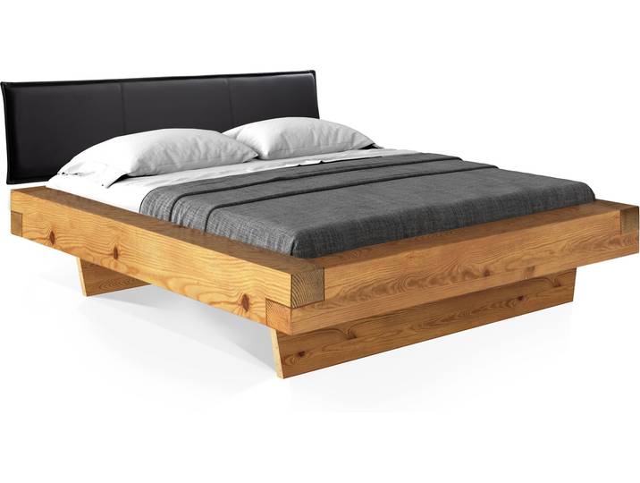 CURBY Balkenbett mit Polsterkopfteil, Wangenfuß, Material