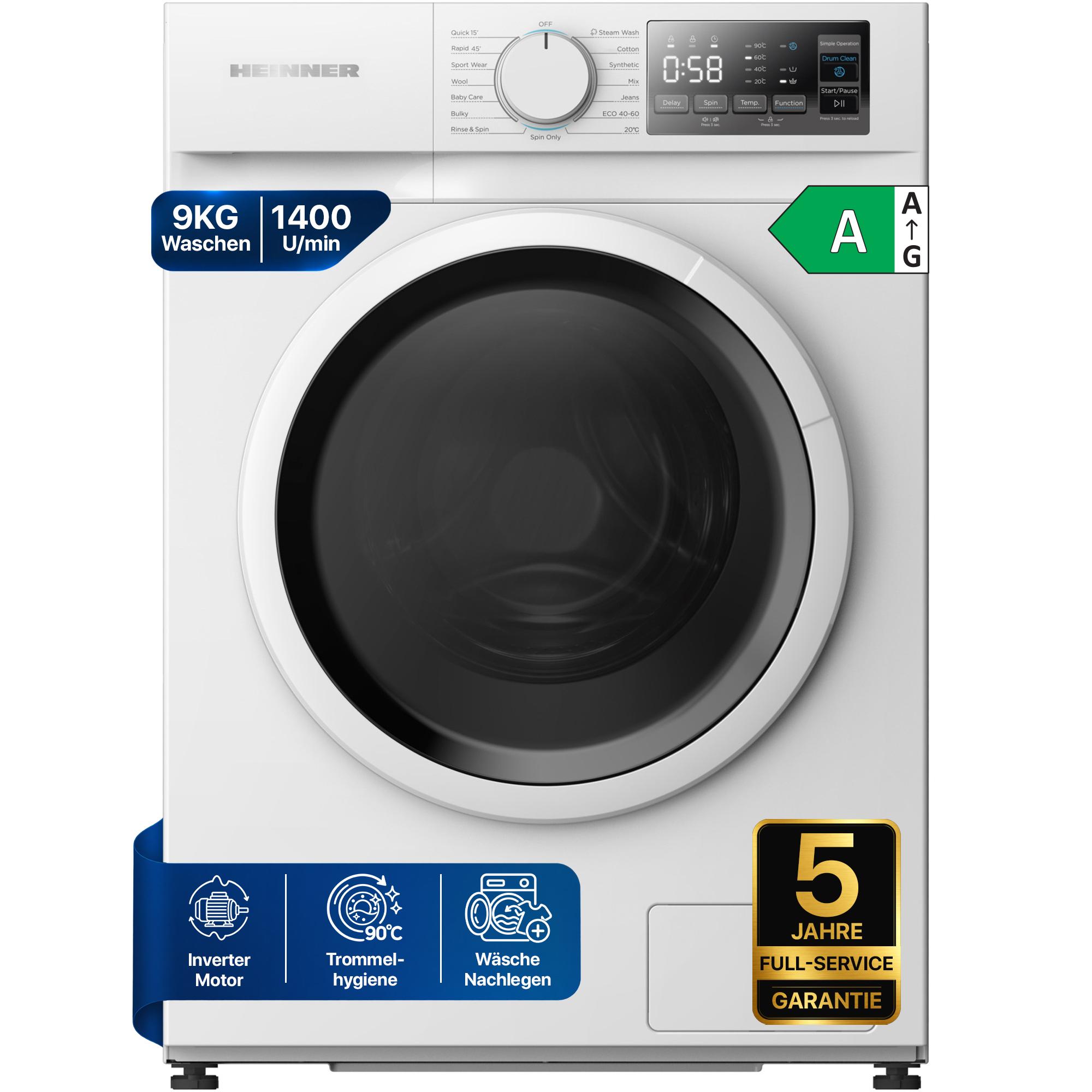 Heinner HWM-M914IVN, Frontlader, 9 kg, B, 72 dB, 1350 RPM, A