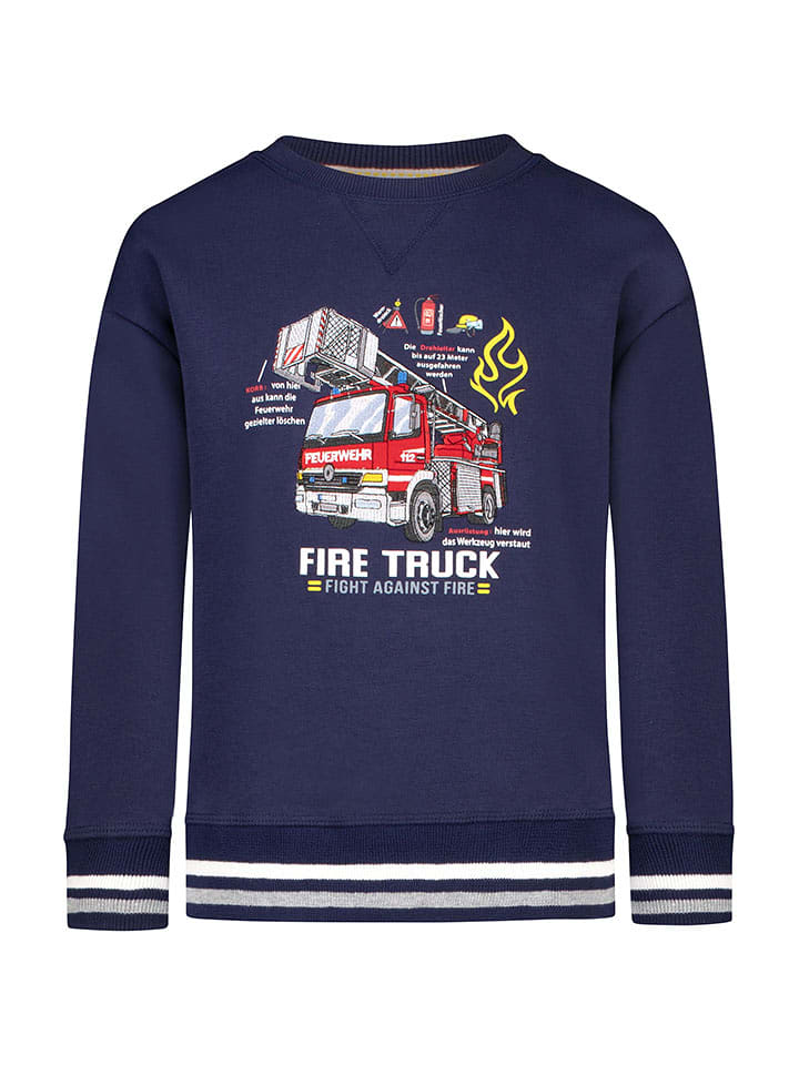 Salt and Pepper Sweatshirt "Fire truck" in Dunkelblau - 116/122