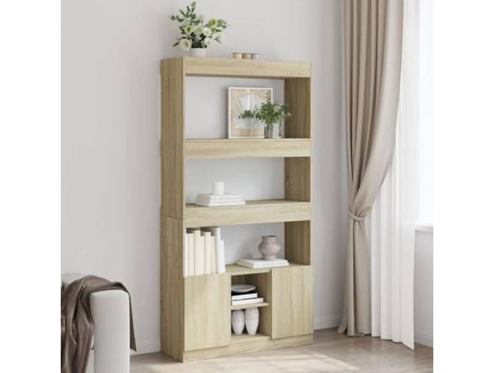 MBDRKVGF Highboard Sonoma-Eiche 92x33x180 cm Stauraum Schrank Holz Robust & Langlebig, Vielseitig einsetzbar, Einfache Organisation