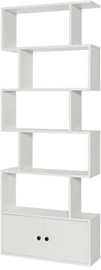 6-Tier Bookshelf S-Shaped Bookcase Storage Rack Rustic Brown/White