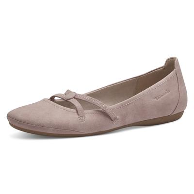 Ballerina TAMARIS "Caterina", Damen, Gr. 38 (5), Textil, rosa (rosé), Lederimitat, Schuhe Ballerina, Flats, Festtagsmode, Slipper mit Gummizugriemchen