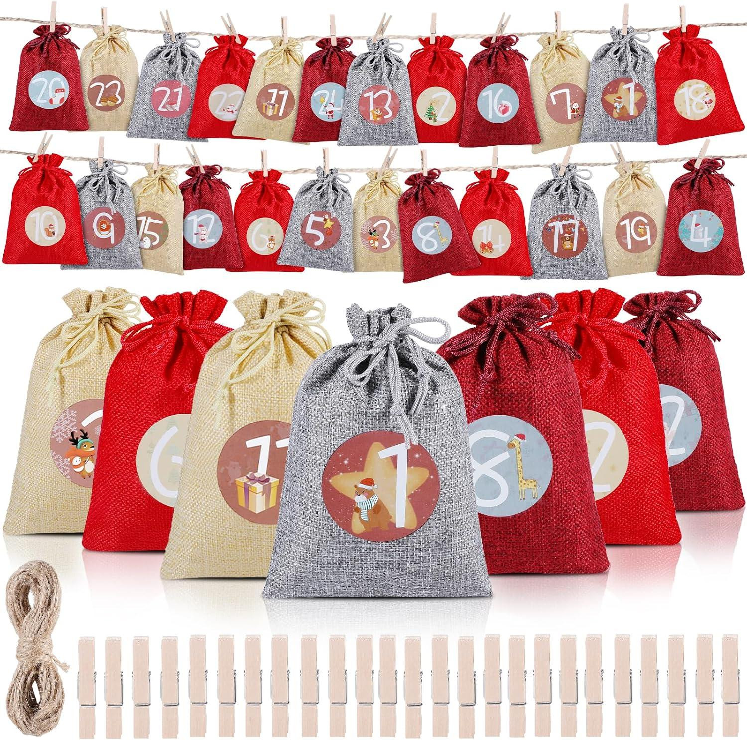 oCreon Adventskalender om zelf te vullen met 24 doe-het-zelf kerstzakjes en cijfers