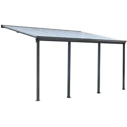 Aileenstore Terrassenüberdachung Sky Guard Aluminium 618 cm als Bausatz Sichtschienen und Hohlkammerplatten Grau