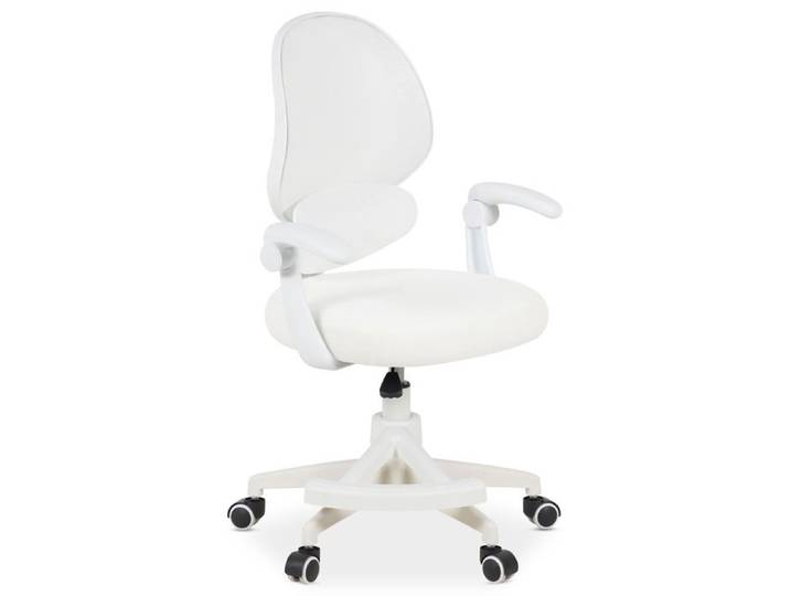 Chaise de Bureau pour Enfant ISLA Blanche Pivotante avec Repose-Pied et Accoudoirs Assise Rembourrée et Réglable