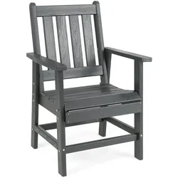 Helloshop26 - Bequemer Gartenstuhl für Terrasse und Terrasse 61,5 x 61 x 95 cm mit Armlehnen komfortabel aus grauem HDPE 20_0011174