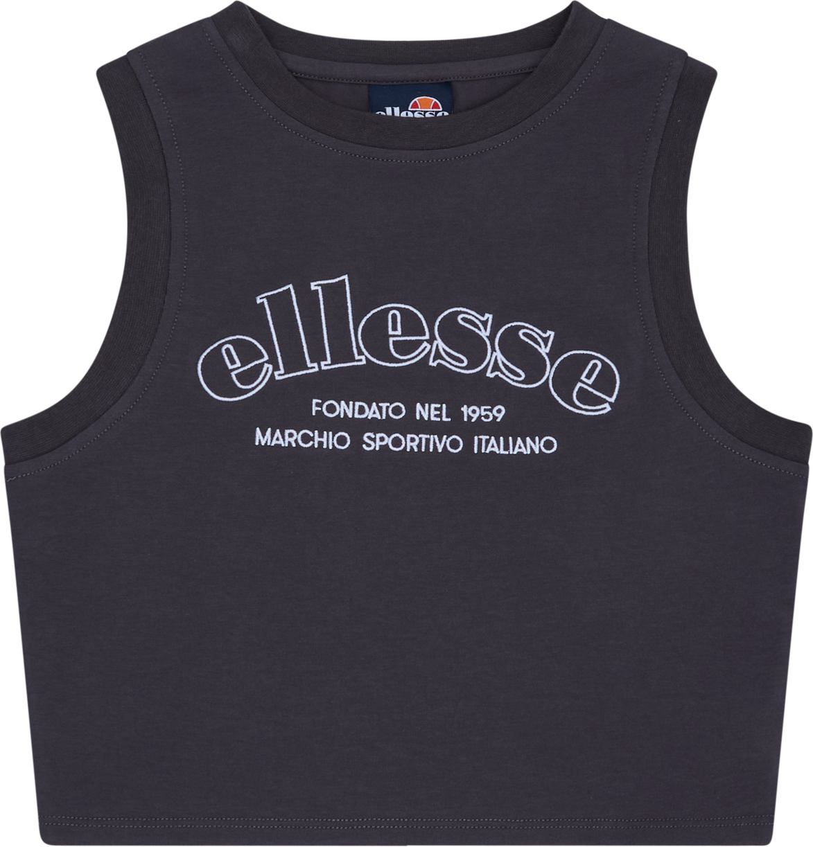 Crop-Top ELLESSE "BRIXEN CROP VEST", Damen, Gr. 44 (16), grau (dunkelgrau), Obermaterial: 95% Baumwolle, 5% Elasthan, Tops Crop-Top, sportlicher Stil, aus Baumwolle und Elasthan, Crop-Top-Schnitt