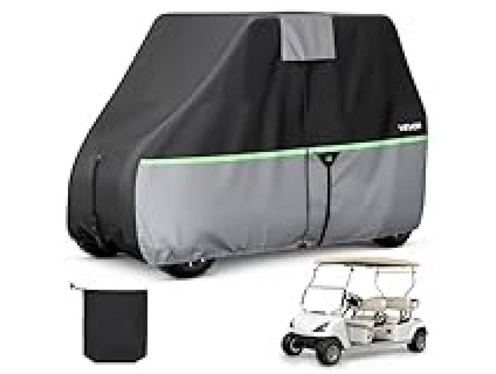 VEVOR Housse pour Golfette, Housse de Voiturette de Golf, Couverture Intégrale avec Tissu Oxford 600D Imperméable, pour Voiturettes de 4 Places, Yamaha, EZGO, Club Car, Honda, Protection Extérieure