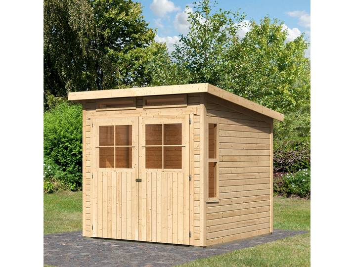 Gartenhaus KARIBU Falkensee 3 , beige (naturbelassen), ohne Fußboden, ohne Dacheindeckung, Holzwerkstoff, Gartenhäuser, Gartenhaus