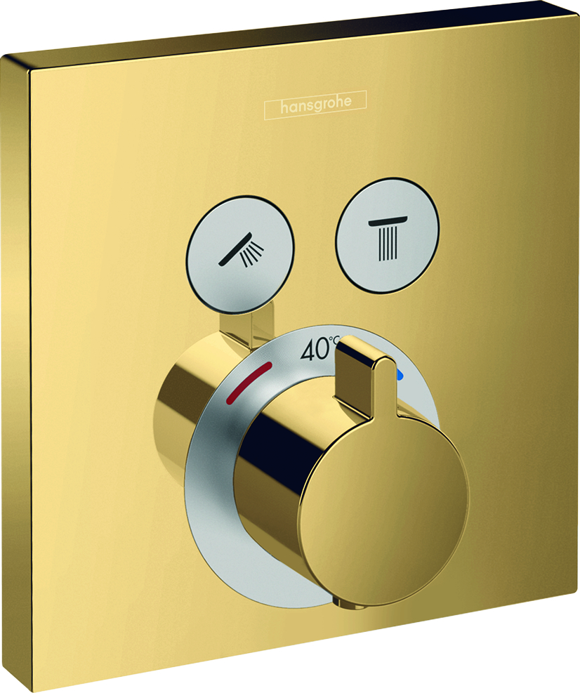 Hansgrohe ShowerSelect garniture set 15763990 thermostat encastré, pour 2 consommateurs, optique or poli
