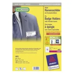 Avery Dennison, Informationsschild, Namensschild mit Wellennadel, 75 x 40 mm