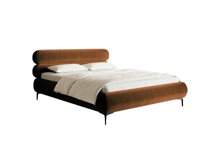 Gepolstertes Bett 160x200 cm Roule kupferfarbener Samt,