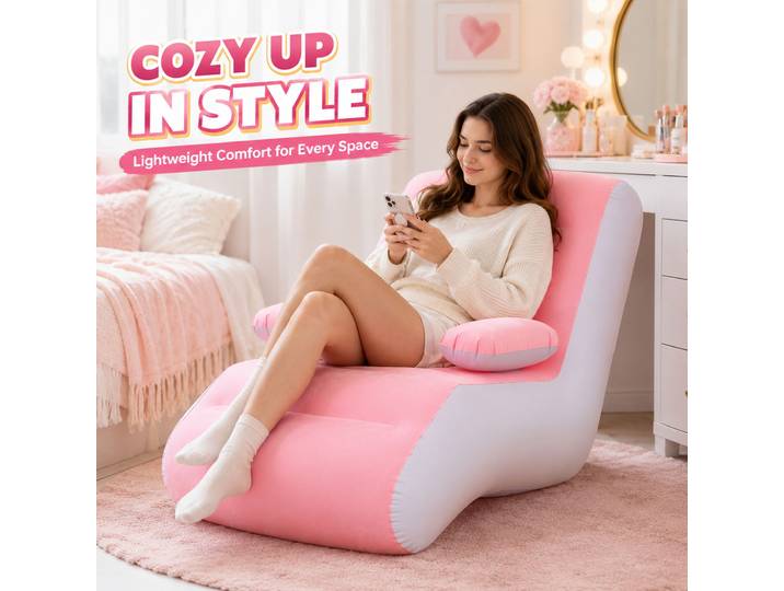 Fauteuil gonflable, canapé gonflable floqué portable, chaise longue inclinable avec accoudoirs pour salon et chambre
