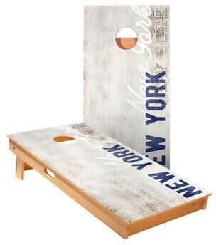 Skip's Garage New York Blue Vintage Gameday Cornhole Boards