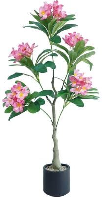 YUN 120cm Artificial Plumeria Tree, Realistic Silk Faux Flower Plant for Home Decor