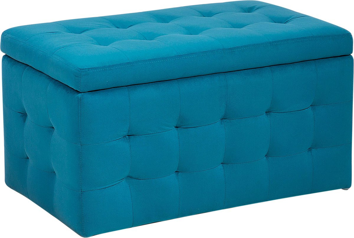 Beliani Ottomaan Turquoise Fluweel