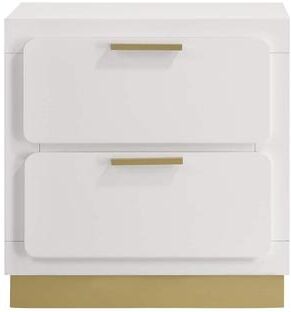 Simple Relax 2 Drawers Wooden Nightstand with Bar Drawer Pulls