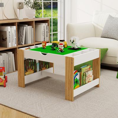 Kodotan sofa Kids 2 in 1 Play Table with 7 Storage Compartments,Compatible with LEGO Building Block,Activity Learning Table Game Furniture