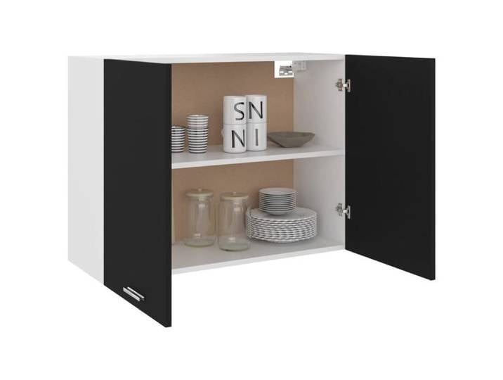 Top  Armoire suspendue - Placard Cuisine Mural JI Armoire suspendue  Lyon  Noir 80x31x60cm - Bois d'ingénierie @7758018 3661cza17m
