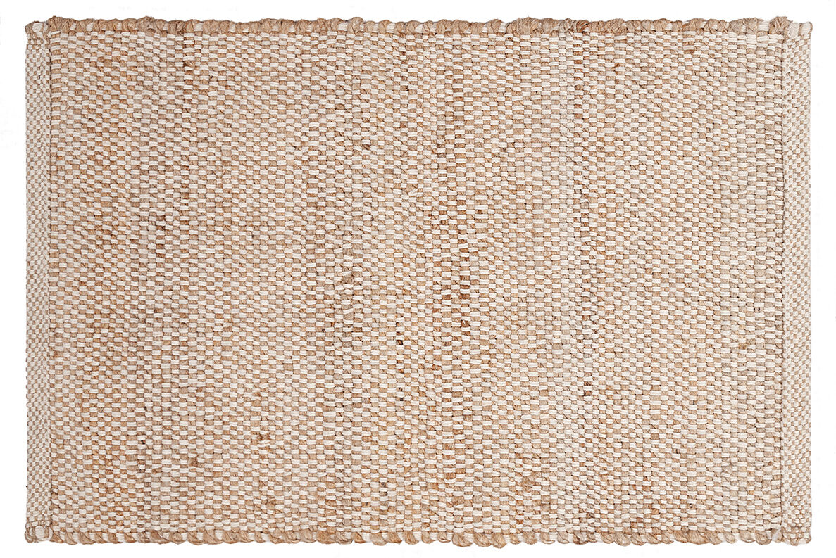Miliboo Rechteckiger beigefarbener Teppich aus Jute und gewebter Baumwolle L140 x B200 EFFIA