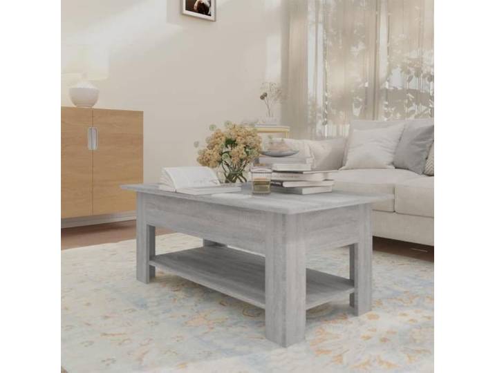 {Gris}Table moderne - Table basse salon - sonoma gris 102x55x42 cm bois d'ingénierie - Cadre robuste_10911