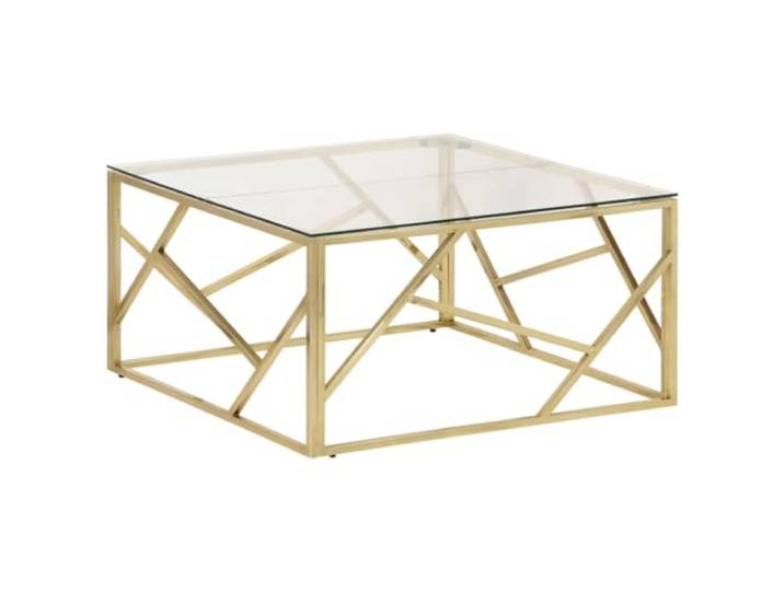 vidaXL Couchtisch Golden Edelstahl und Hartglas