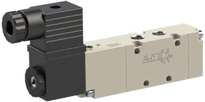 Riegler Électrovanne 5/2 voies, électropneumatique, monostable, G 1/8, 24 V CC (517.201)