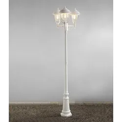 Elegante weiße 3-köpfige Standleuchte aus Aluminium mit klarem Acrylglas