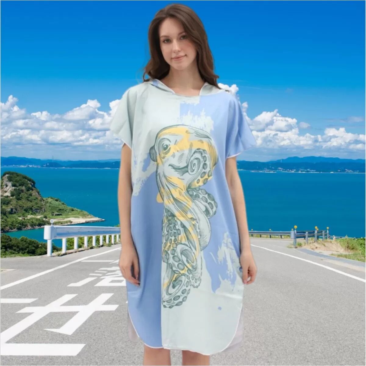 INF Erwachsener Schnelltrocknender Mikrofaser-Poncho - Tragbares Umkleide-Kleid Badetuch für Schwimmen, Tauchen und Thermalbäder