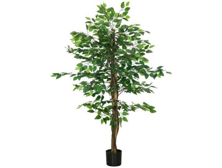 Homcom Künstliche Pflanze, 150 cm Kunstpflanze mit Übertopf, Kunstmoos für Wohnzimmer, Grün, Kunststoff, 150 cm, Dekoration, Blumen & Blumentöpfe, Kunstpflanzen