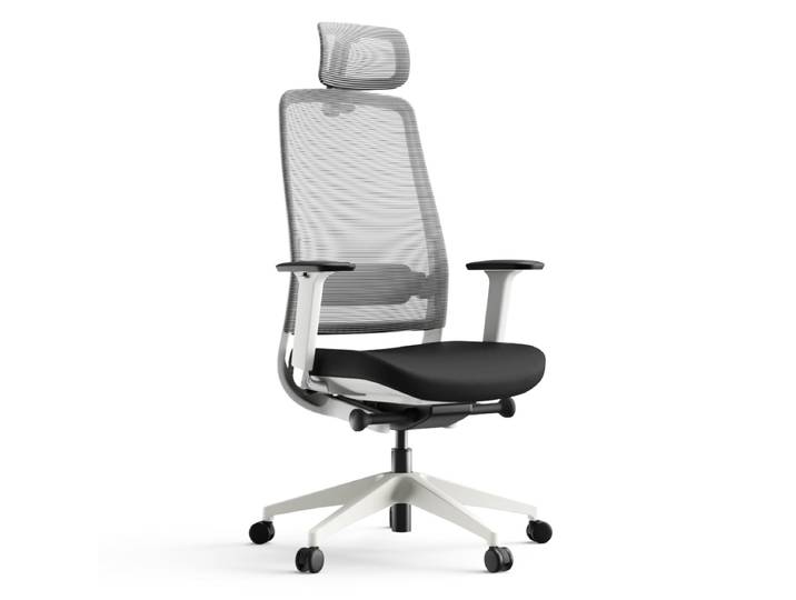 Ergonomischer Bürostuhl mit hoher Rückenlehne und Wippfunktion, Weiß - Yaasa Chair Expert