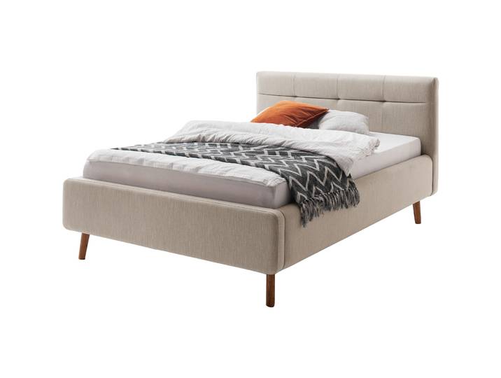 Gepolstertes Bett Euvil Stoff beige 140 x 200 cm - Material: Polyester - Bett
