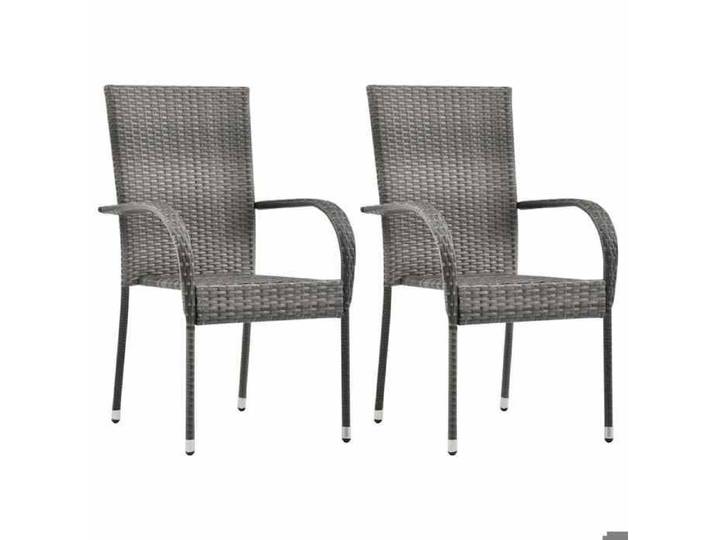 NEW 2025  Chaises empilables d'extérieur - GUANGKUO - lot de 2 - Gris Résine tressée - size:55 5x53 5x95 cm @@1784