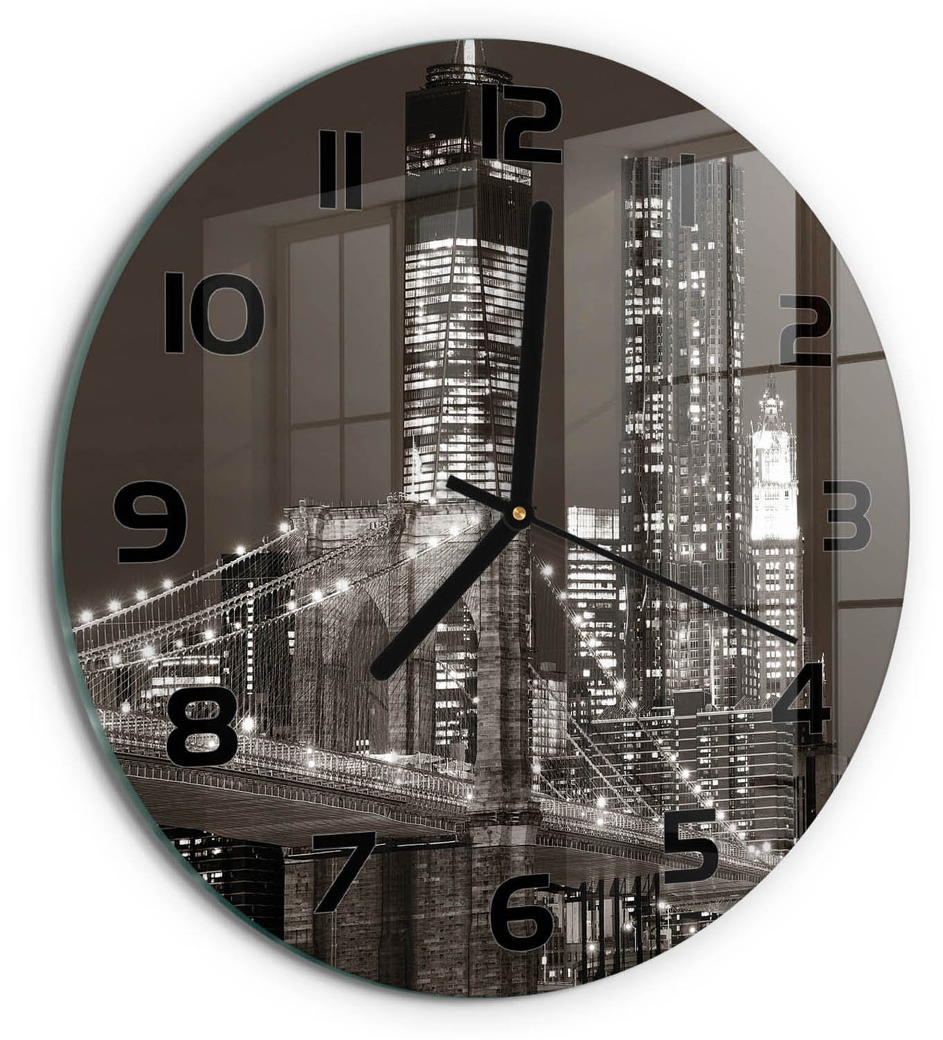 Tulup Wandklok Manhattan New York - Zwart-wit - Diameter: 30 cm