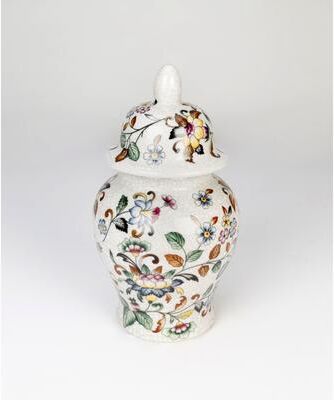 Orchard Creek Designs Funston 11'' Porcelain Ginger Jar, Red/Green/Yellow