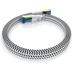 Primewire 5x CAT 7 Netzwerkkabel Flach Baumwollmantel, LAN Patchkabel Datenkabel, Flachbandkabel Verlegekabel (1 m), Netzwerkkabel