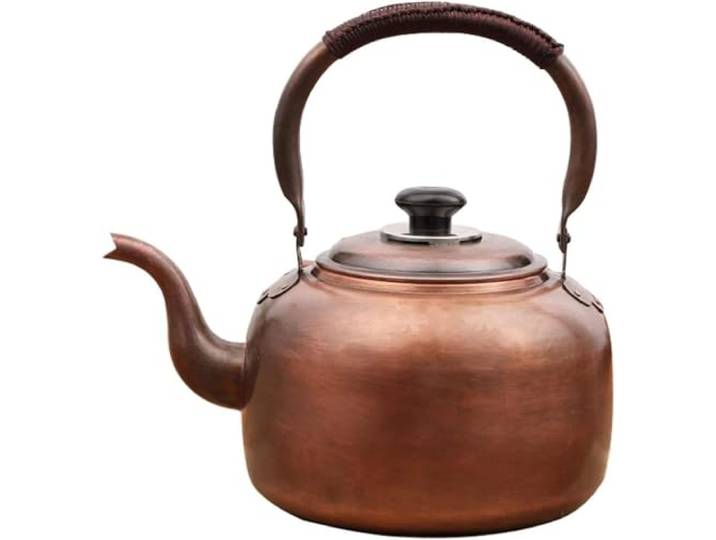 ZJGFCB Pfeifende Teekanne, Pfeifender Teekessel für Herdplatte, Metall-Teekannen, moderne Teekanne, für Gasherdplatten, reiner Kupferkessel (Größe: 5,2 QT)