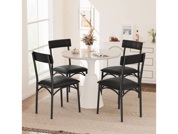 Chaise de Bar en PU Chaise Bar Pied NOIR METAL Tabouret Bar Lot de 4 Tabouret de Bar avec Coussin