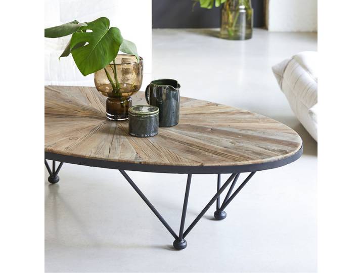 Couchtisch Beistelltisch Sofatisch Recycling-Ulme mit Metall 140x80 Industrielles Design Metal & wood - Natur - Elm