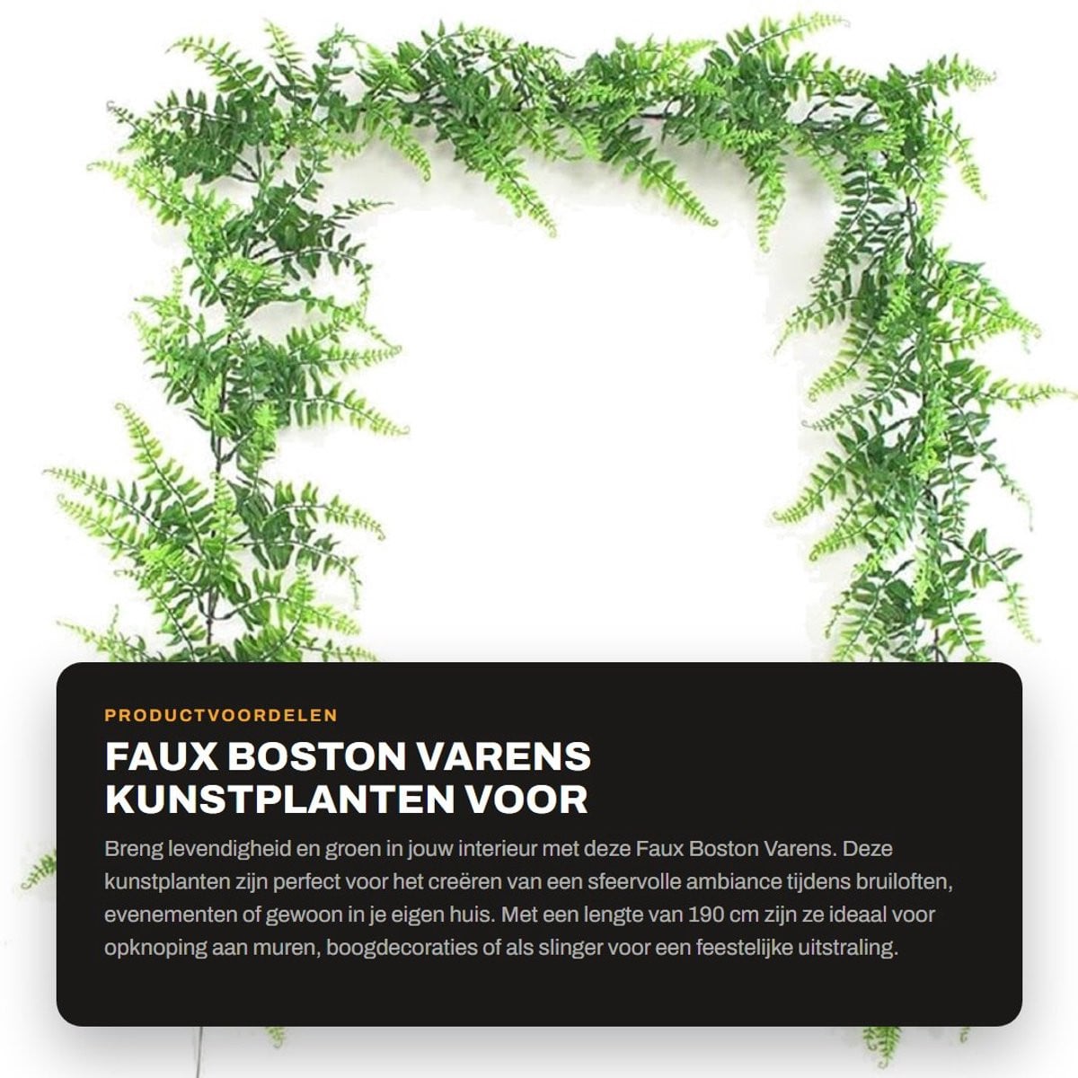 Dailygoods Kunstplant Klimop 190 cm - Groene Kunstmatige Wijnstok voor Decoratie