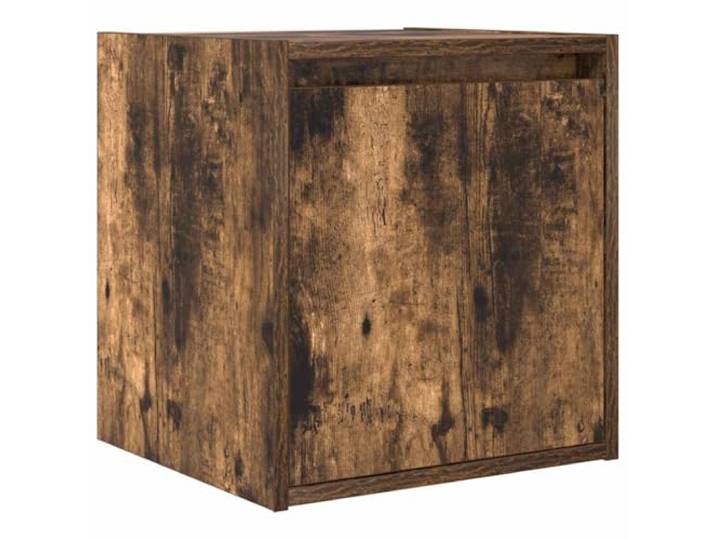 KUPTYERFG Wand Nachttisch Räuchereiche Schwebend 38x34x40 cm Platzsparender schwebender Nachtschrank für das Schlafzimmer mit Tür und Fach in Holzwerkstoff Räuchereiche.