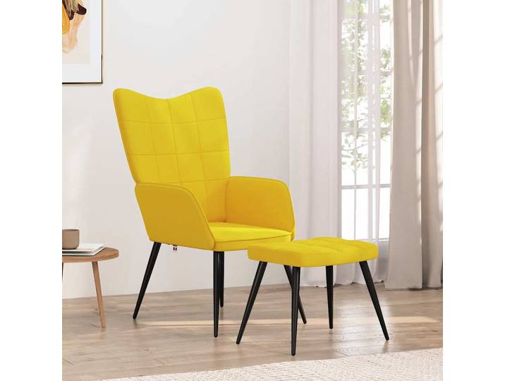vidaXL Relaxsessel mit Hocker Senfgelb Stoff
