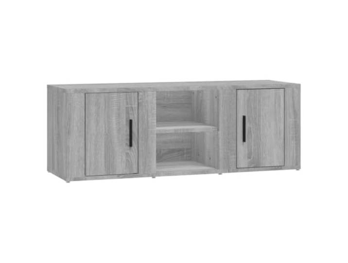 TV-Möbel im modernen Design mit Aufbewahrung, 100 x 31,5 x 35 cm, aus Holz, Grau, 02_0048397