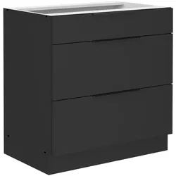 Küchen Unterschrank 80 cm SIENA Schwarz Vollauszug Soft-Close Küche Küchenzeile