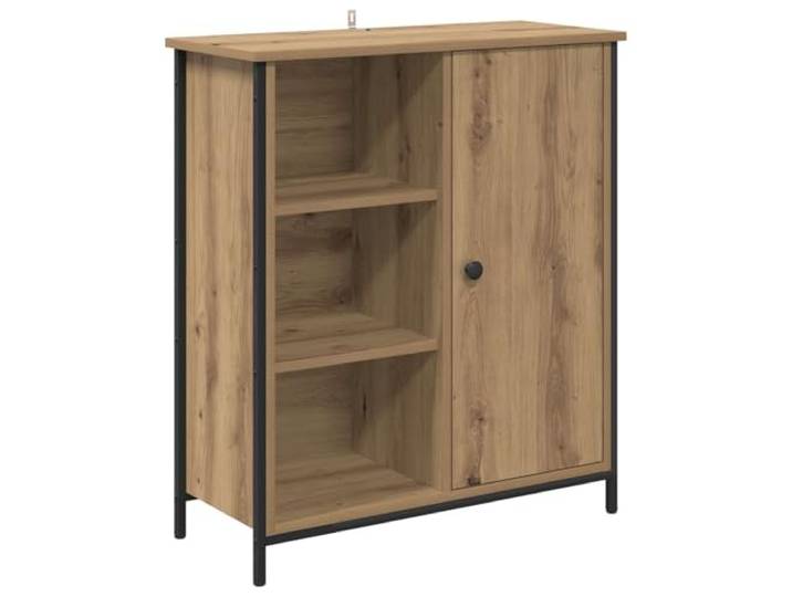 KKgypkn Sideboard Artisan-Eiche 70x30x80 cm Holzwerkstoff Schwarze Beine, Metallrahmen, 2 Türen, Stauraum für Geschirr, pflegeleicht