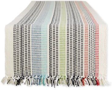 DII Variegated Taupe Fringe Table Runner 13x72
