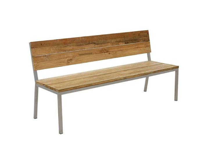 OUTLIV. Samoa Gartenbank 150cm Edelstahl/Teak recycelt Braun Hellgrau